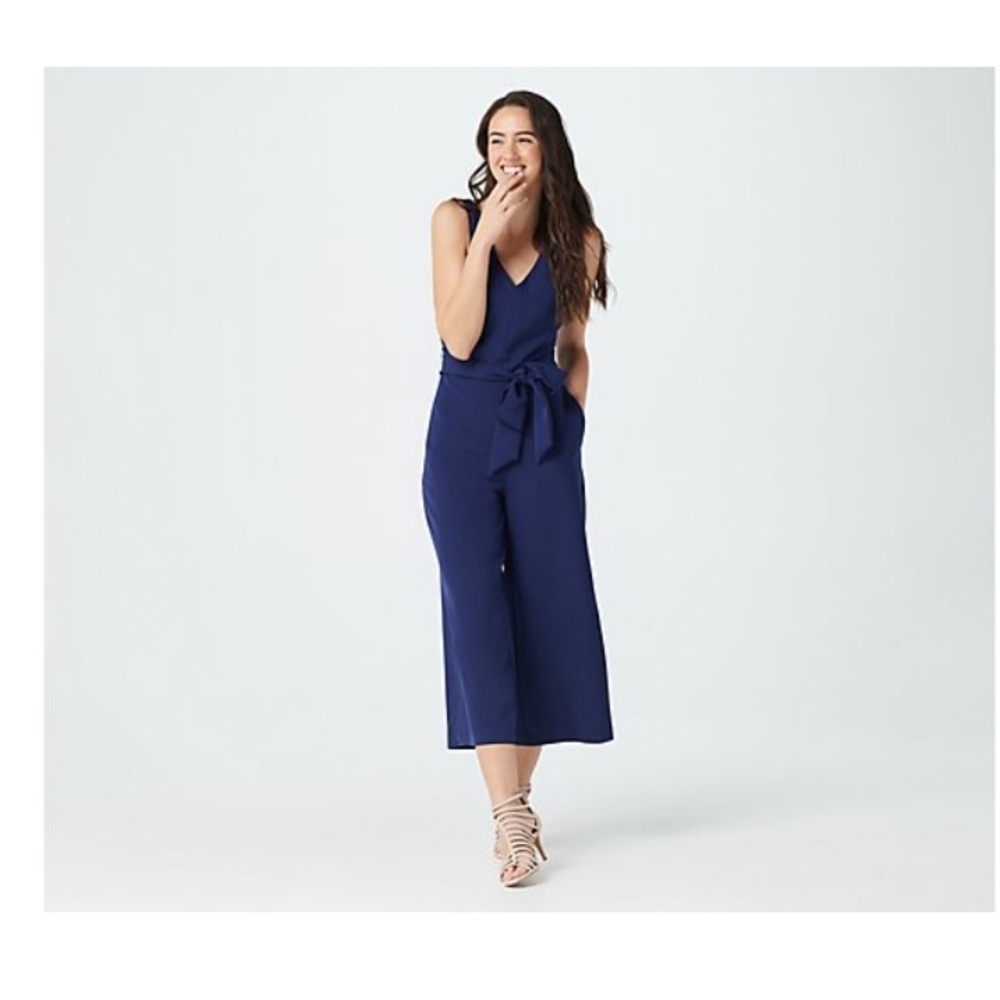 Sam Edelman Crop Tie Waist Jumpsuit- navy size small